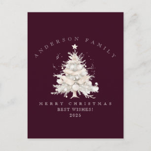 Postal Árbol de Navidad blanco tradicional personalizado