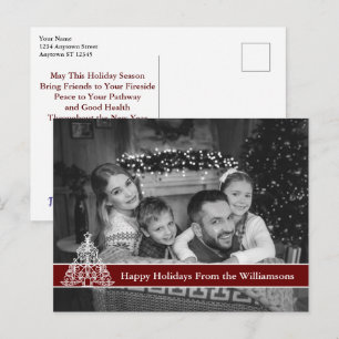 Postal Árbol de Navidad blanco y negro automático