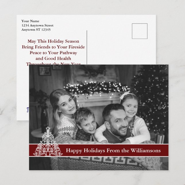 Postal Árbol de Navidad blanco y negro automático (Anverso / Reverso)