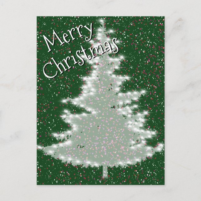 Postal Árbol de Navidad brillante de invierno encantado (Anverso)