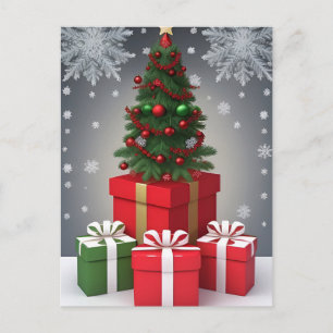 Postal ❄️ Árbol de Navidad Brillante en Invierno ✨ Fiesta