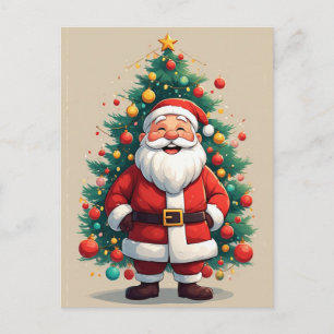 Postal Árbol de Navidad Clásico de Santa Fiesta