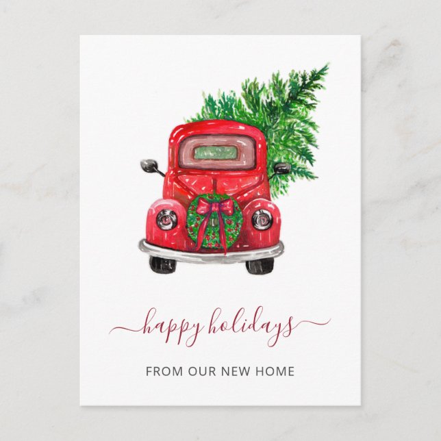 Postal Árbol de Navidad Coche Nos hemos mudado Fiesta de  (Anverso)