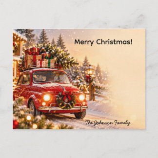 Postal Árbol de Navidad Coche Personalizado de Navidad