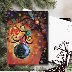 Postal Árbol de Navidad Colorido y Brillante Arte