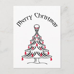 Postal árbol de Navidad con calavera