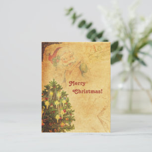 Postal Árbol de Navidad con decoración de época alterada