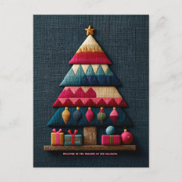 Postal Árbol de Navidad con textura de tela acolchada aco
