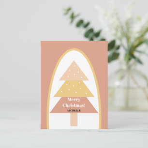 Postal Árbol de Navidad Cute Pastel Tonos Terrosos