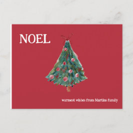Postal Árbol de navidad de acuarela festiva