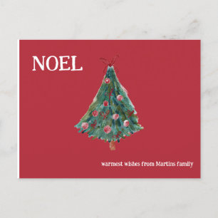 Postal Árbol de navidad de acuarela festiva
