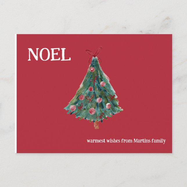 Postal Árbol de navidad de acuarela festiva (Anverso)