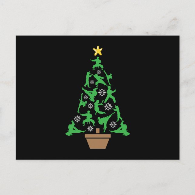Postal Árbol de Navidad de Artes Marciales de Mujeres - C (Anverso)