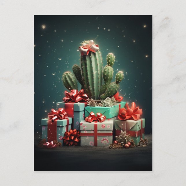 Postal Árbol de Navidad de Cactus (Anverso)