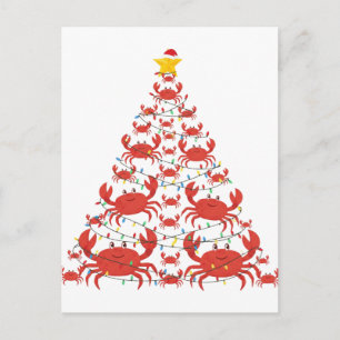 Postal Árbol de Navidad de cangrejo Sombrero de Santa Luc