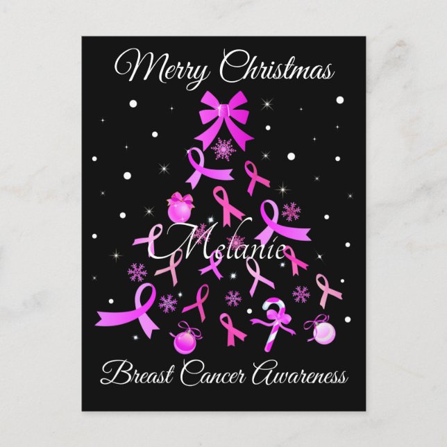 Postal Árbol de Navidad de cinta rosa (Anverso)