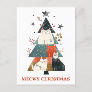 Postal Árbol de navidad de gato Navidades caprichosos y g