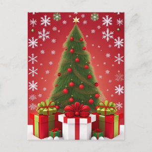 Postal 🎁 Árbol de Navidad de invierno Paisaje nevado Fes