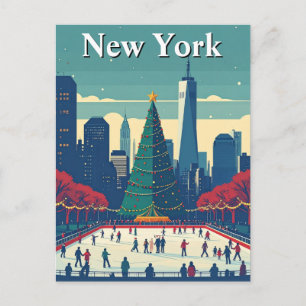 Postal Árbol de Navidad de pista de hielo de Nueva York v