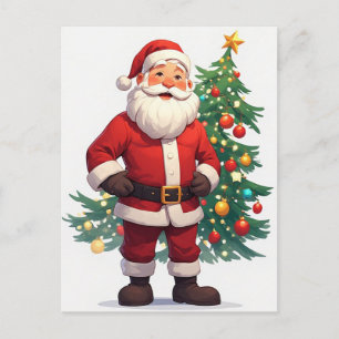 Postal Árbol de Navidad de Santa Festivo Invierno 