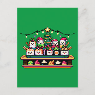 Postal Árbol de Navidad de sushi festivo - Arte de piano