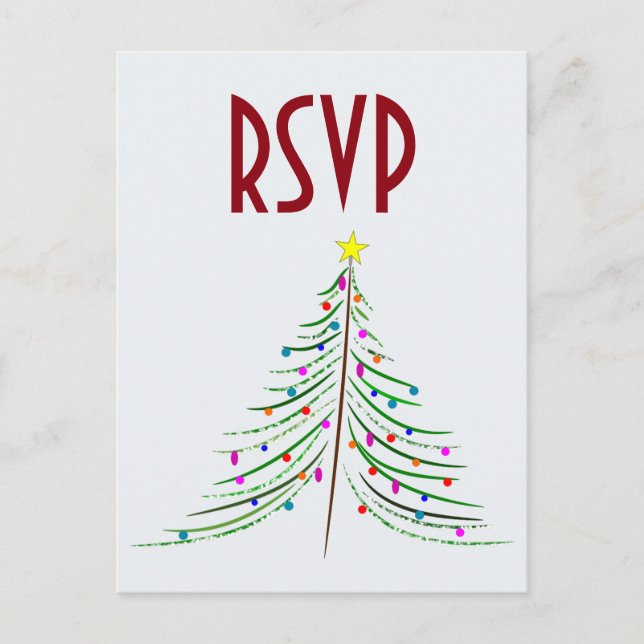 Postal Árbol de Navidad decorado artístico RSVP (Anverso)