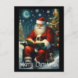 Postal Árbol de Navidad del libro de lectura Santa