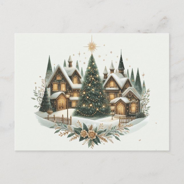 Postal árbol de Navidad del pueblo (Anverso)