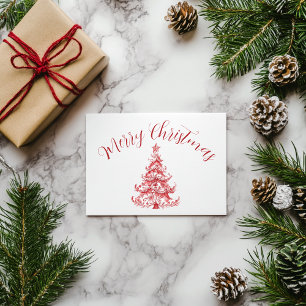 Postal Árbol de navidad del tocador rojo