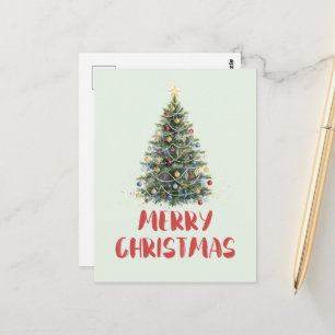 Postal Árbol de Navidad en acuarela rústica Navidades