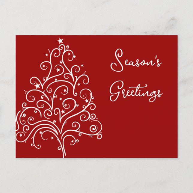 Postal Árbol de Navidad en temporada de negocios rojos Sa (Anverso)