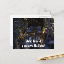 Árbol de Navidad español en Manhattan de noche