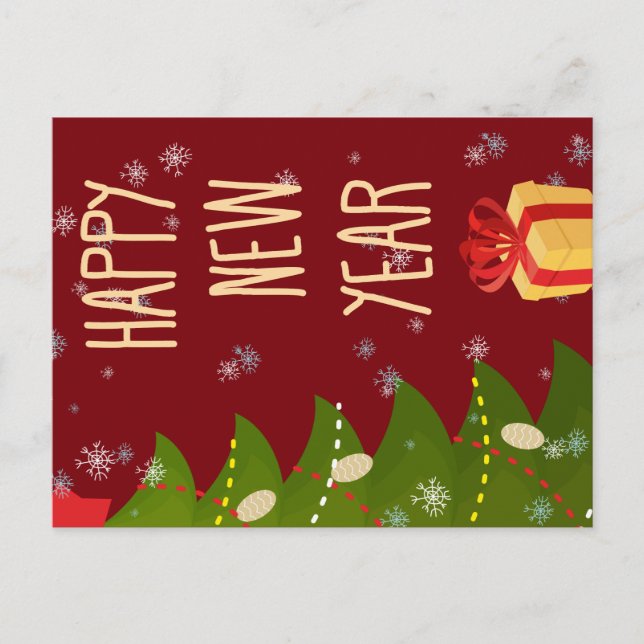 Postal Árbol de Navidad Feliz Año Nuevo (Anverso)