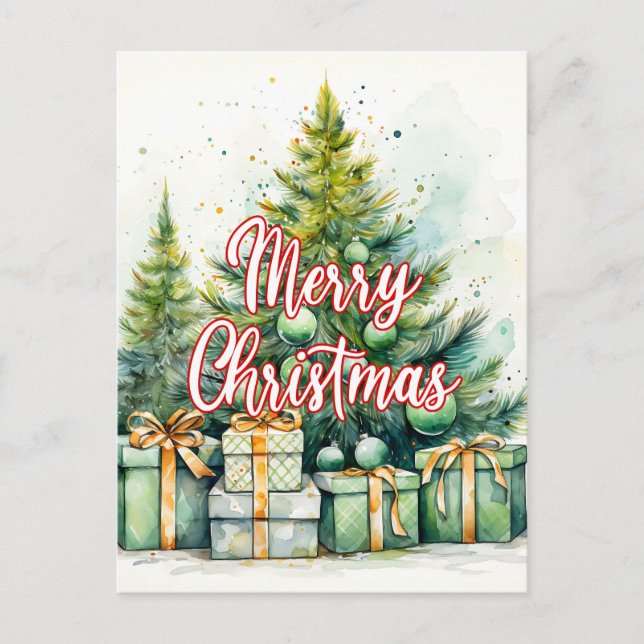 Postal Árbol de Navidad Feliz | Felices Fiestas (Anverso)