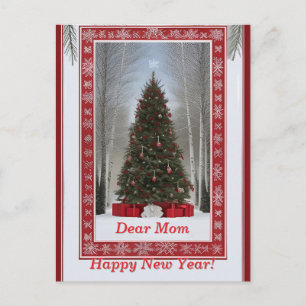 Postal ✨ Árbol de Navidad festivo cubierto de nieve de in