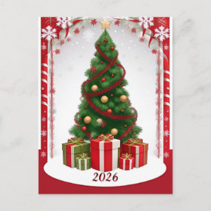 Postal ❄️ Árbol de Navidad festivo resplandeciente 🎄 Nav
