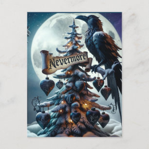 Postal Árbol de Navidad Gótico con Corazones Raven