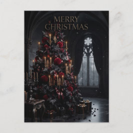 Postal Árbol de Navidad gótico oscuro en el interior de u