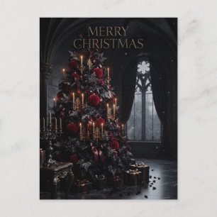 Postal Árbol de Navidad gótico oscuro en el interior de u