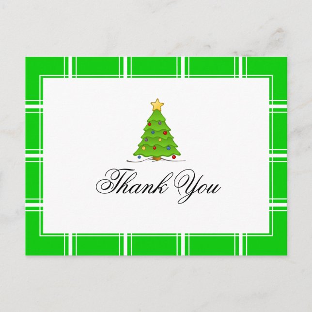 Postal Árbol de Navidad Gracias Verde (Anverso)