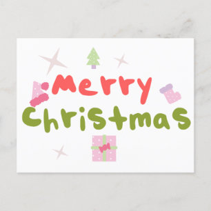 Postal Árbol de Navidad Groovy Letras Burbuja    
