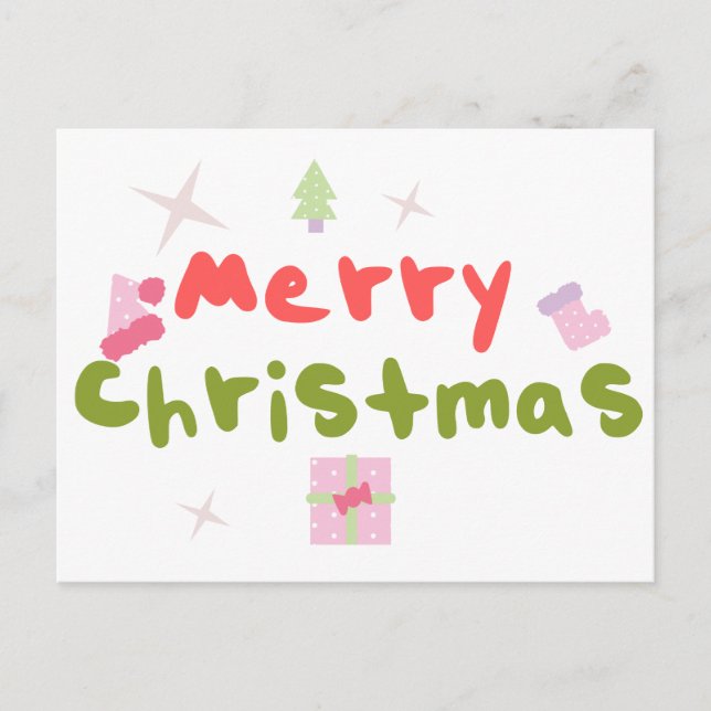 Postal Árbol de Navidad Groovy Letras Burbuja     (Anverso)