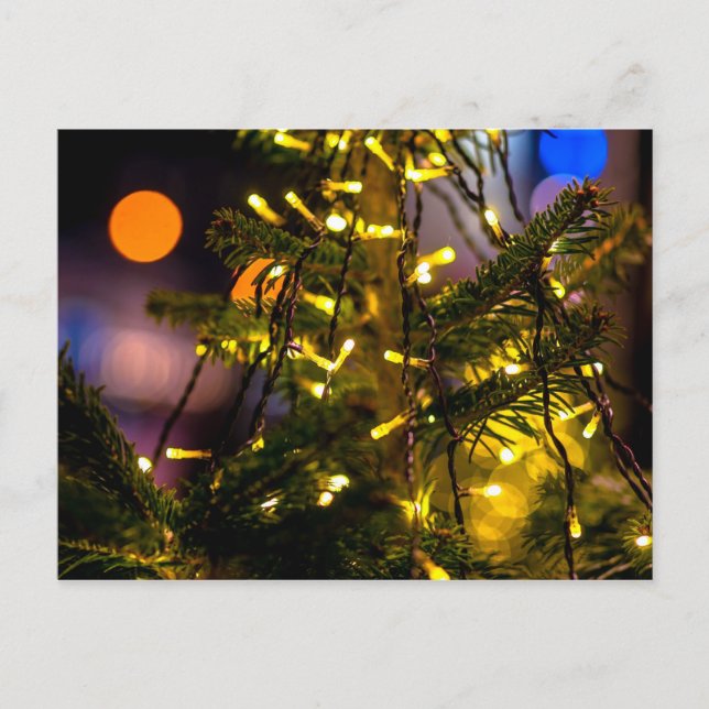 Postal Árbol de Navidad, luces decorativas (Anverso)