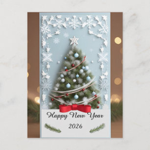 Postal 🎄 Árbol de Navidad mágico nevado festivo ❄️ Fiest