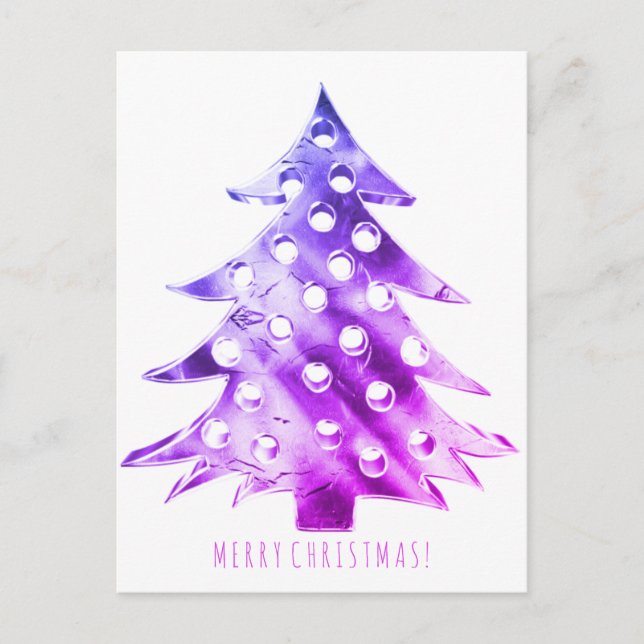 Postal Árbol de Navidad morado rosado moderno elegante (Anverso)