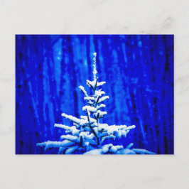 Postal Árbol de Navidad, nieve, noche mágica