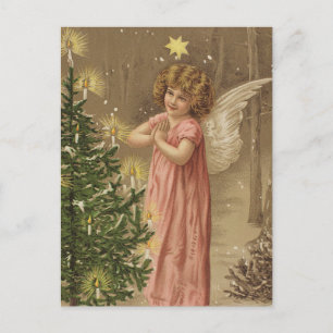 Postal Árbol de navidad retro vintage
