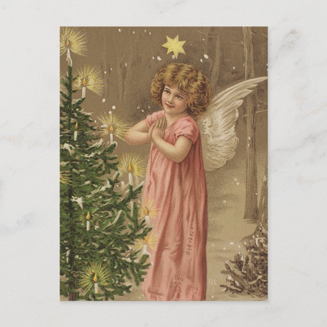Postal Árbol de navidad retro vintage (Anverso)