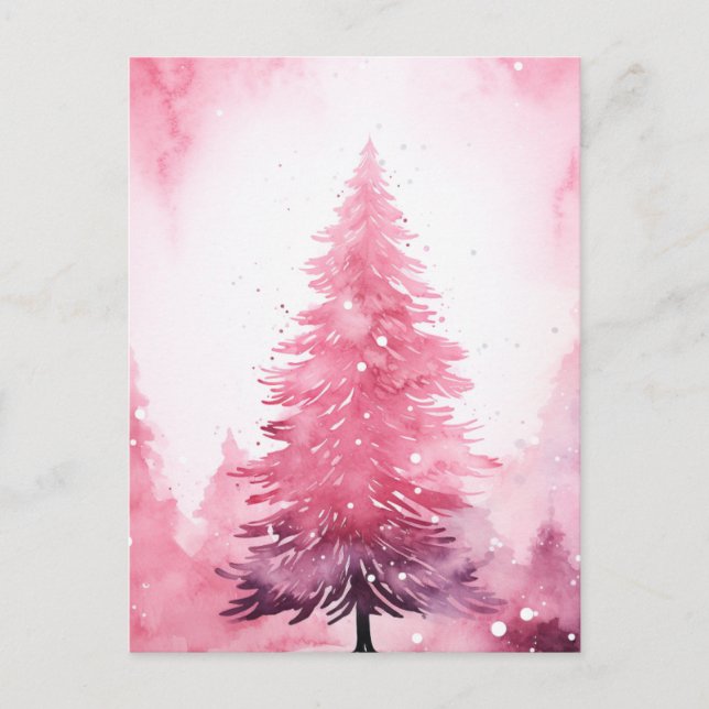 Postal Árbol de navidad rosa acuático (Anverso)