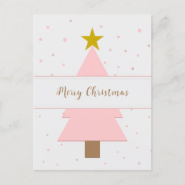 Postal Árbol de Navidad rosa solo y estrella dorada